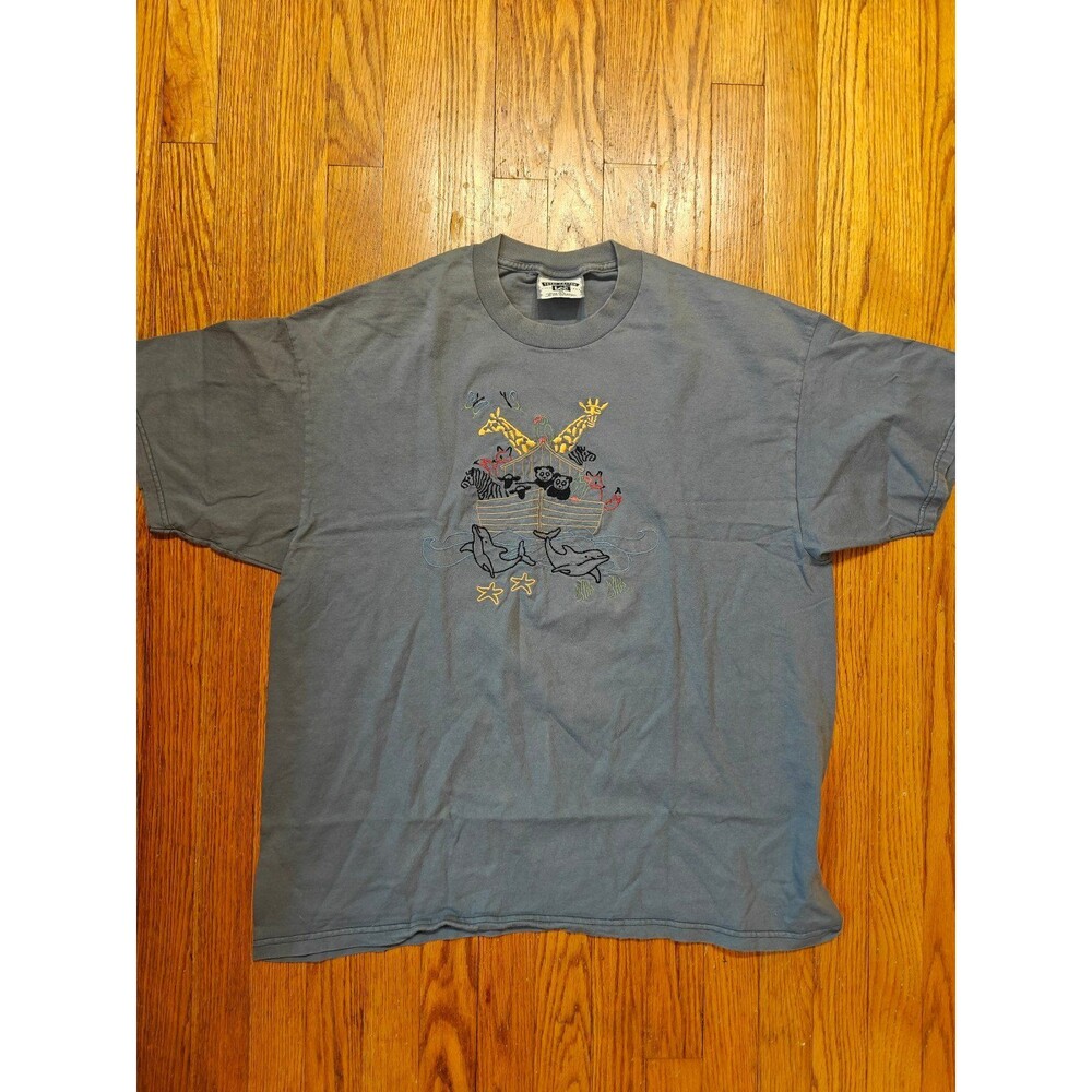 Vintage Lee Noah's Ark Embroidered T Shirt Lee Cotton Women's XL Religious